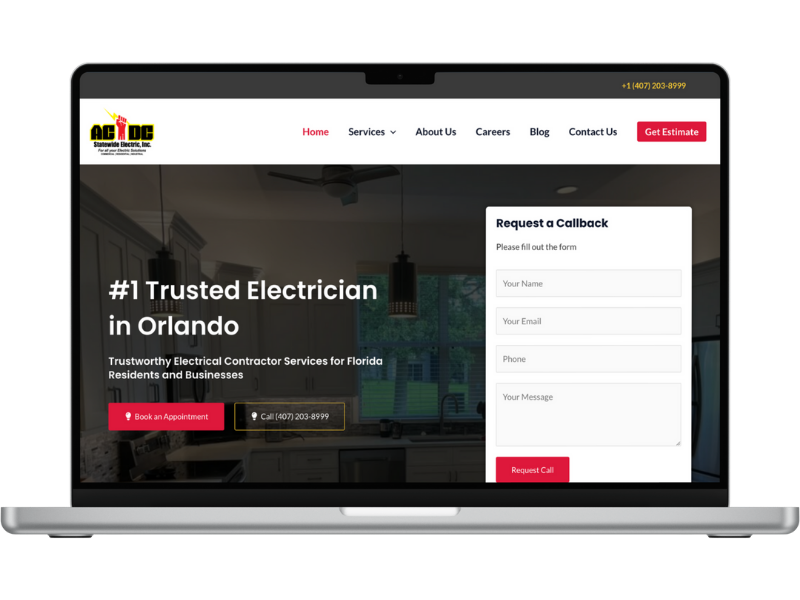 AC DC Statewide Website Mockup Electrician website mockup