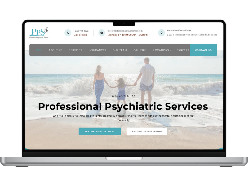 Prof Psychiatric Services Psychiatric Services website mockup
