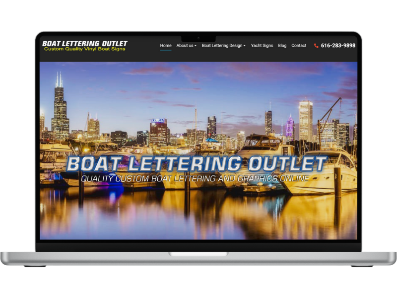 Boat Lettering Outlet Website Mockup Boat lettering website mockup